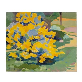 Ernest Yarrow-Jones  (British b 1872- d1951)"Yellow Bush" oil painting    .