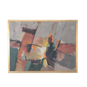 Bert Rokus (American 20th Century) An oil on canvas abstract oil painting depicting a figure on