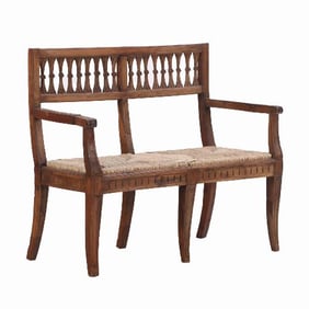 An Italian Neo-classical carved walnut bench late 18th C.