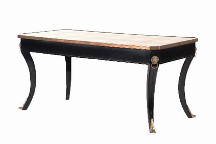 A French Louis XV style ebonized coffee table in the manner of Jansen C 1950.