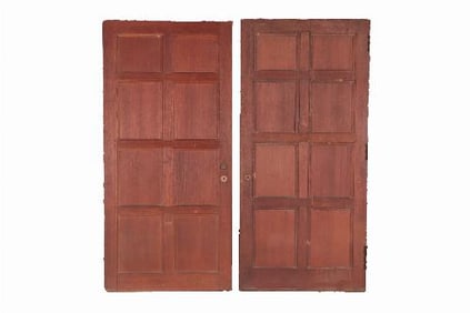 A set of nine French solid oak paneled doors C 1900.