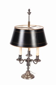 A Louis XVI style silver plated bouillotte lamp C 1900.
