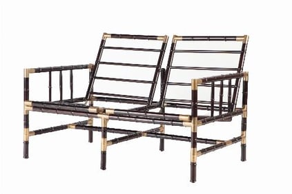 A brass mounted faux bamboo settee in the manner of William "Billy" Haines C 1950.
