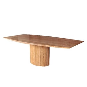 A monumental Iranian travertine pedestal dining room or conference room table C 1970.