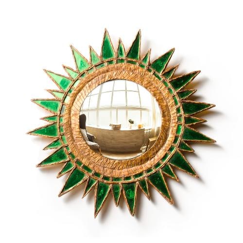 A Line Vautrin style green "Soleil à Pointes" convex mirror . (1 of 8)