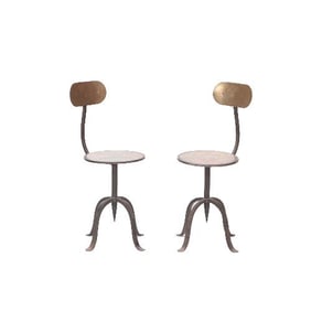 A pair of vintage mixed metal side chairs / stools C 1970.