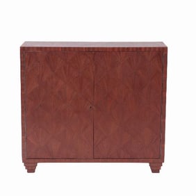 A straw marquetry cabinet in the manner of Jean Michel Frank .
