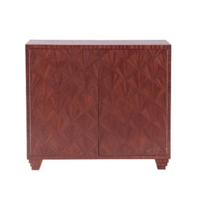 A straw marquetry cabinet in the manner of Jean-Michel Frank .