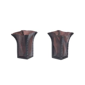 A pair of iron and leather waste baskets in the manner of Jean-Michel Frank .