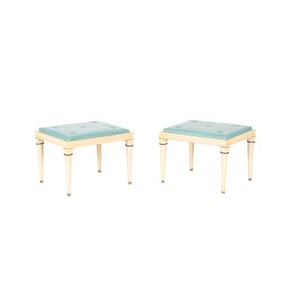A pair of French foot stools in the manner of Andre Arbus C 1950 .