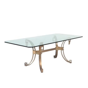 A French Modern solid bronze and glass top dining table C 1940 .
