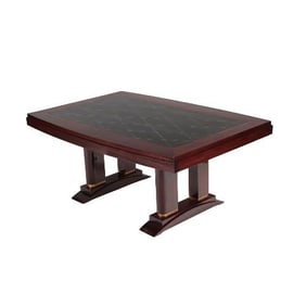 A French Art Deco mahogany dining table by Robert Desnos for Editions AV circa 1930.