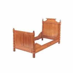 A French maple and birdseye maple faux bamboo daybed C1880.
