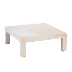 A square parchment end or coffee table .