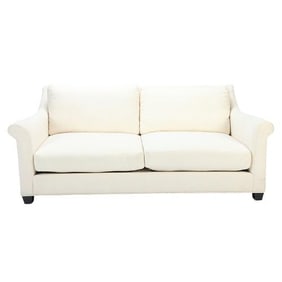 A custom made white upholstered two-seat sofa C 1995.