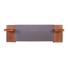 A Paul McCobb for Calvin Irwin upholstered king size bed teak headboard with brass trim and two