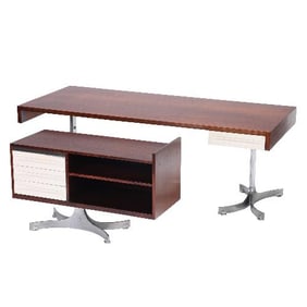A MCM Italian rosewood two-part L-shaped desk C 1960.