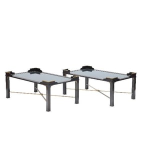 A pair of French two tone bronze coffee tables attributed to Maison Jansen C 1970 .
