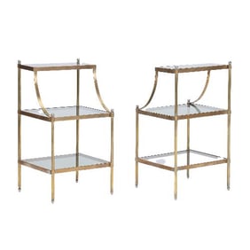 A pair of French Neoclassical style three-tier tables C 1970 .