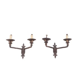 A pair of French iron two-arm sconces C 1910.
