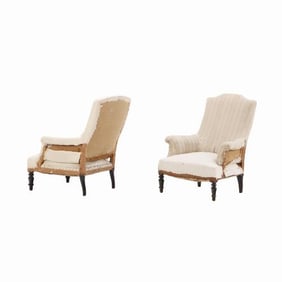A companion pair of French Napoleon III library chairs C 1860.