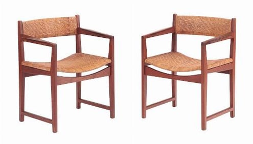 A rare pair of Danish teak armchairs by Hvidt & Molgaard-Nielsen C 1950 .