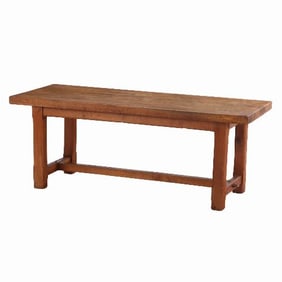 A French oak slab top farm table C 1940 .