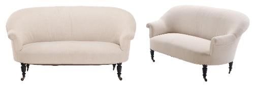A pair of French Napoleon III upholstered sofas C 1860.