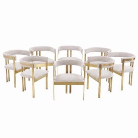 A rare set of 8 brass and iron chairs attributed to Afra and Tobia Scarpa C 1960 .