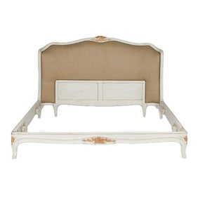 A French Louis XV style painted and carved Queen size bed C 1940.