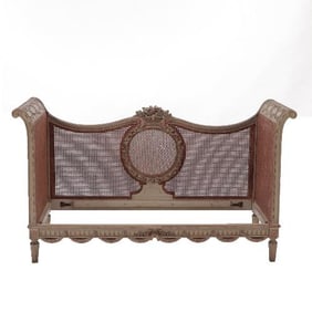 A French Directoire painted cane daybed / settee C1880.