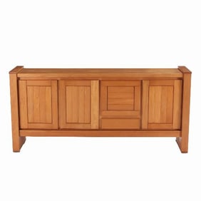 A French solid elm sideboard with bar section by Maison Regain C 1970 .