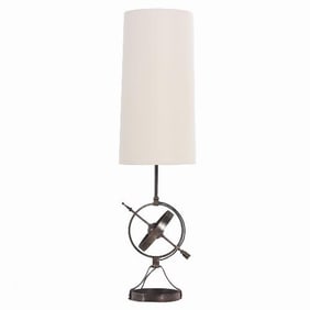 A French Polished Steel Tall Table Lamp C 1950.