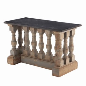 A French vintage balustrade marble top console or center table 20th C.