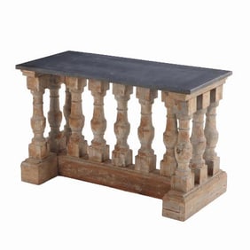 A French vintage balustrade marble top console table 20th C.