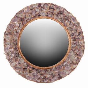 A large mica and gilt resin convex wall mirror in the manner of Line Vautrin .
