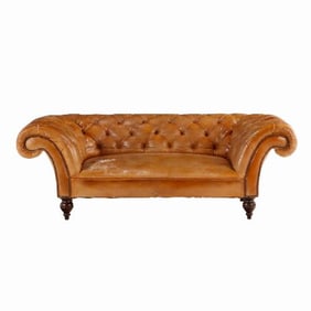 An unusual Italian leather Chesterfield style sofa C 1930.