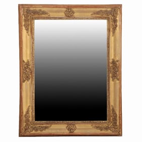 A French Empire small giltwood and gesso decorated mirror 19th C.