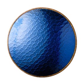 A sunflower form blue convex and resin mirror in the manner of Line Vautrin.