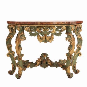 An Italian faux marble top console table 18th C.