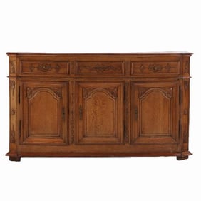 A substantial French or Belgian carved oak sideboard or buffet 18th C.