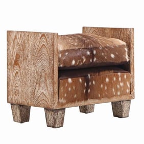 A cerused oak cube bench with deer hide upholstery in the manner of Jean-Michel Frank .
