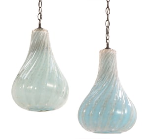 TWO MURANO GLASS PENDANT LIGHTS C 1950.