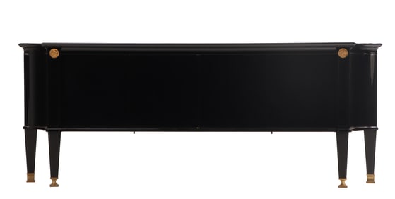 FRENCH EBONIZED FOUR DOOR BRONZE MOUNTED SIDEBOARD IN THE MANNER OF ANDRE ARBUS C 1940.