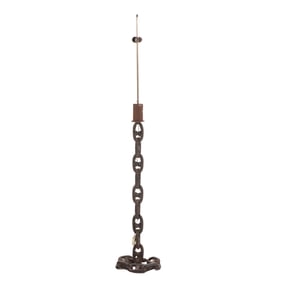 HEAVY CHAIN LINK IRON FLOOR LAMP C 1960.
