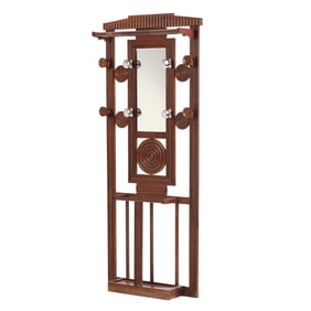 FRENCH MIRRORED HALL RACK WITH CHROME MOUNTS AND UMBRELLA PAN IN THE MANNER OF CHARLES DUDOUYT