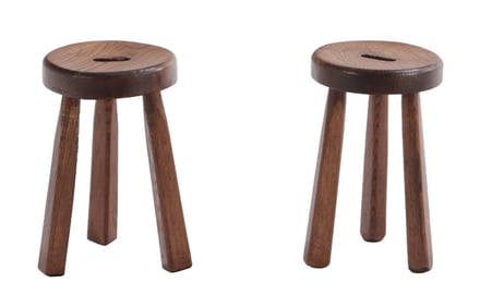 PAIR OF THREE LEG MILKING STOOLS IN THE MANNER OF OLAVI HANNINEN.