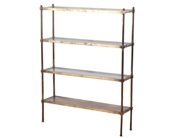 BRASS AND GLASS OPEN SHELVING UNIT C 1970.