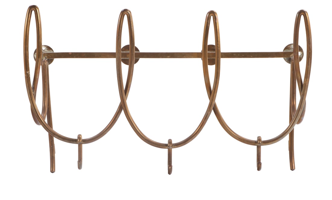 QUALITY BRASS COAT AND HAT RACK C 1960. (1 of 6)