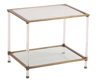 FRENCH BRASS AND LUCITE END TABLE C 1970.